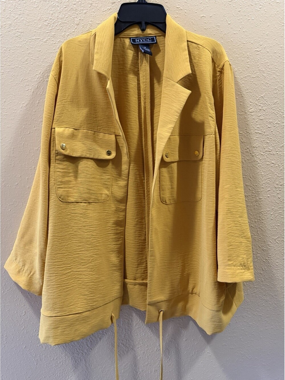 NYCC Women's Yellow Blazer with Pockets, Size 1X